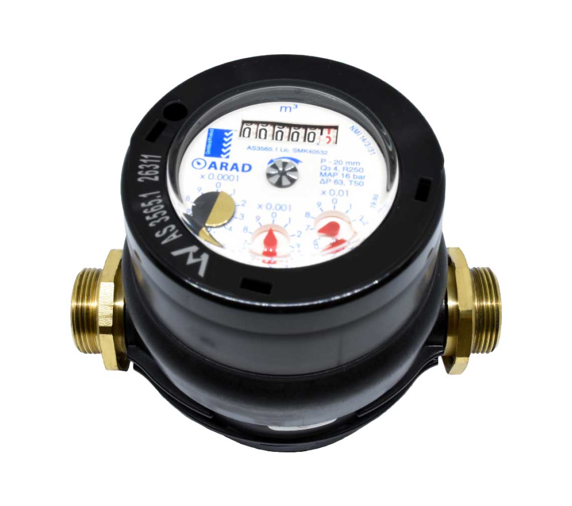20mm Or 25mm RMC WATER METER WITH THREADED COUPLING *Australian Made 